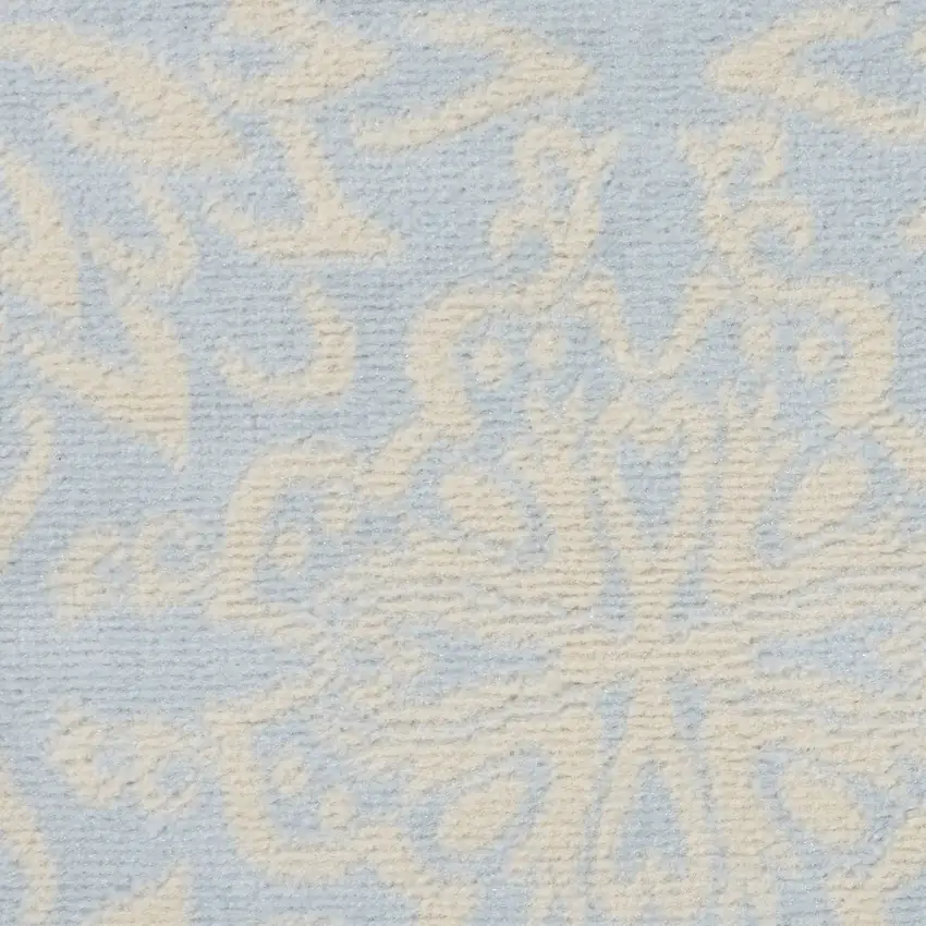 5' Light Blue Round Floral Power Loom Area Rug Photo 7