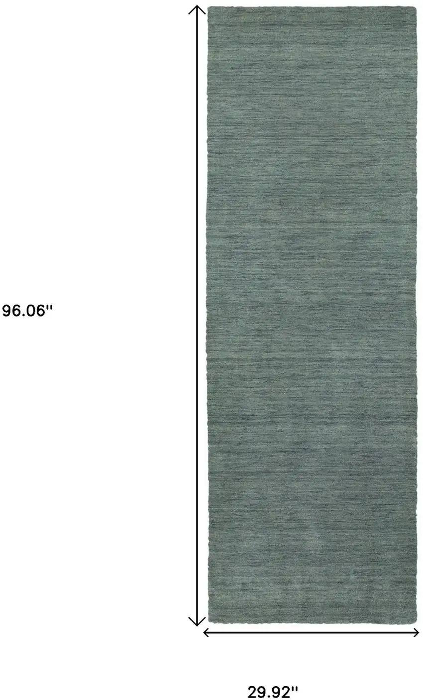 8' Light Blue Wool Hand Tufted Runner Rug Photo 3