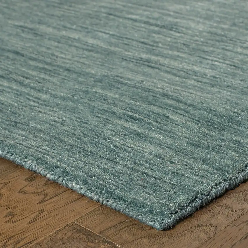 8' Light Blue Wool Hand Tufted Runner Rug Photo 8