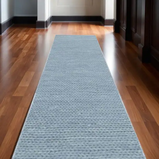 10' Blue And Ivory Wool Hand Tufted Runner Rug Photo 1