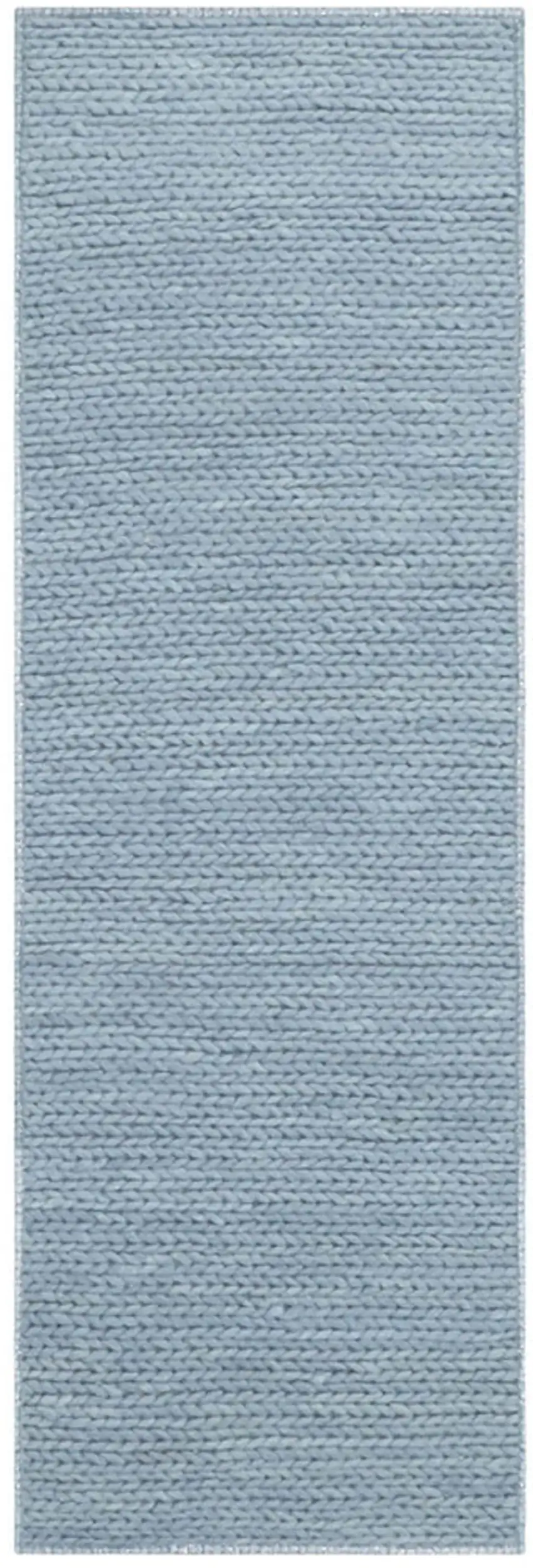 10' Light Blue Wool Handmade Stain Resistant Runner Rug Photo 1