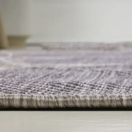 8' Light Brown And Beige Medallion Indoor Outdoor Runner Rug Photo 9