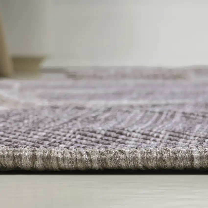 8' Light Brown And Beige Medallion Indoor Outdoor Runner Rug Photo 9