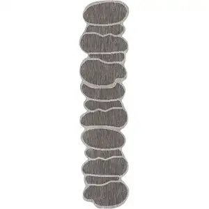 Photo of 8' Light Brown And Beige Medallion Indoor Outdoor Runner Rug