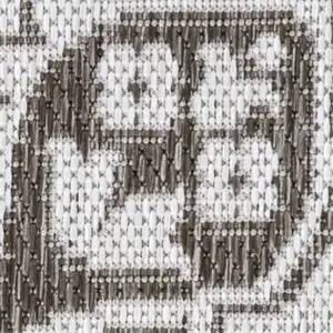 Photo of 8' Light Brown And Cream Medallion Indoor Outdoor Runner Rug