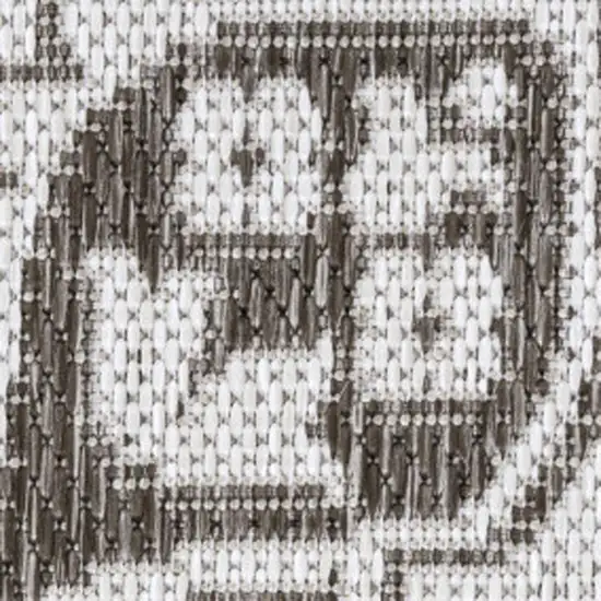 8' Light Brown And Cream Medallion Indoor Outdoor Runner Rug Photo 1