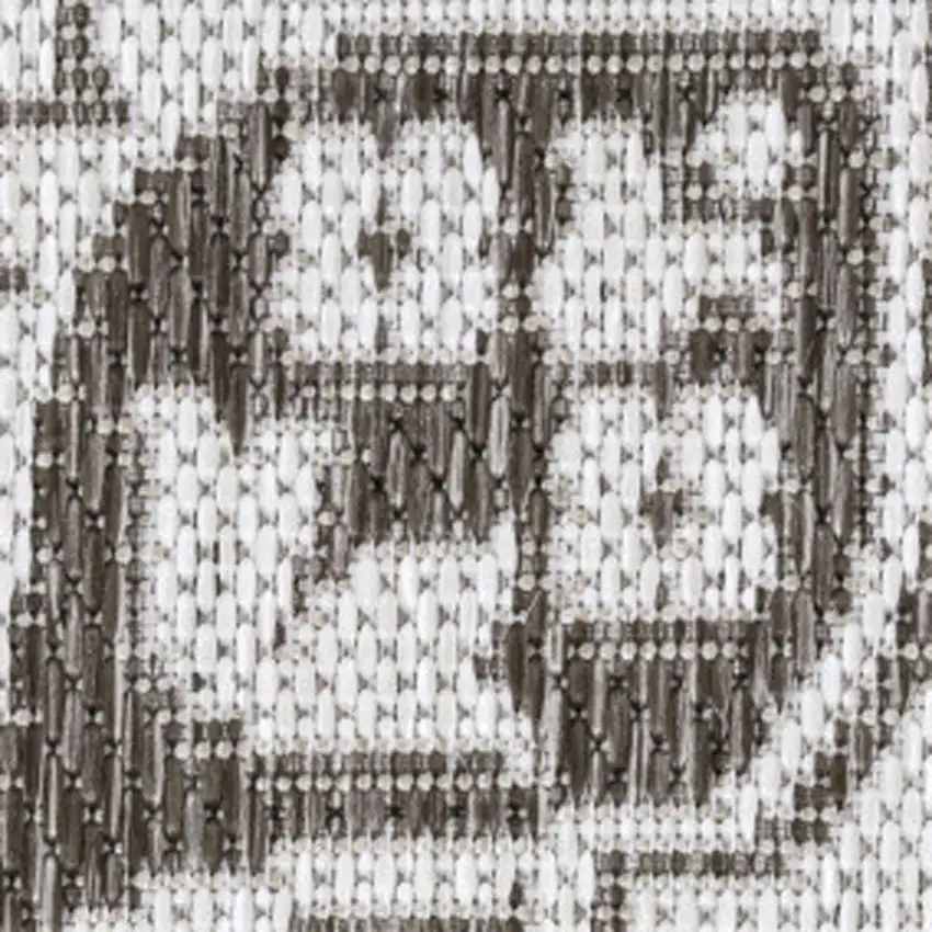 8' Light Brown And Cream Medallion Indoor Outdoor Runner Rug Photo 1