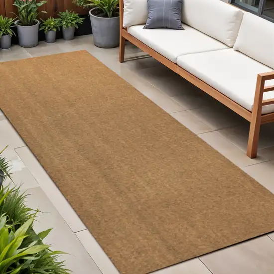 8' Light Brown Indoor Outdoor Runner Rug Photo 1