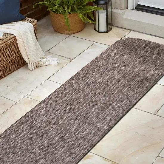 8' Light Brown Indoor Outdoor Runner Rug Photo 5