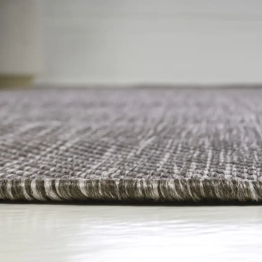 8' Light Brown Indoor Outdoor Runner Rug Photo 8