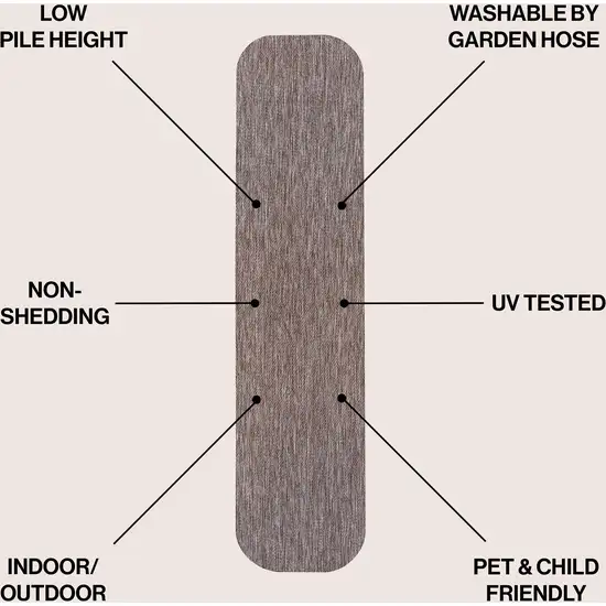 8' Light Brown Indoor Outdoor Runner Rug Photo 6