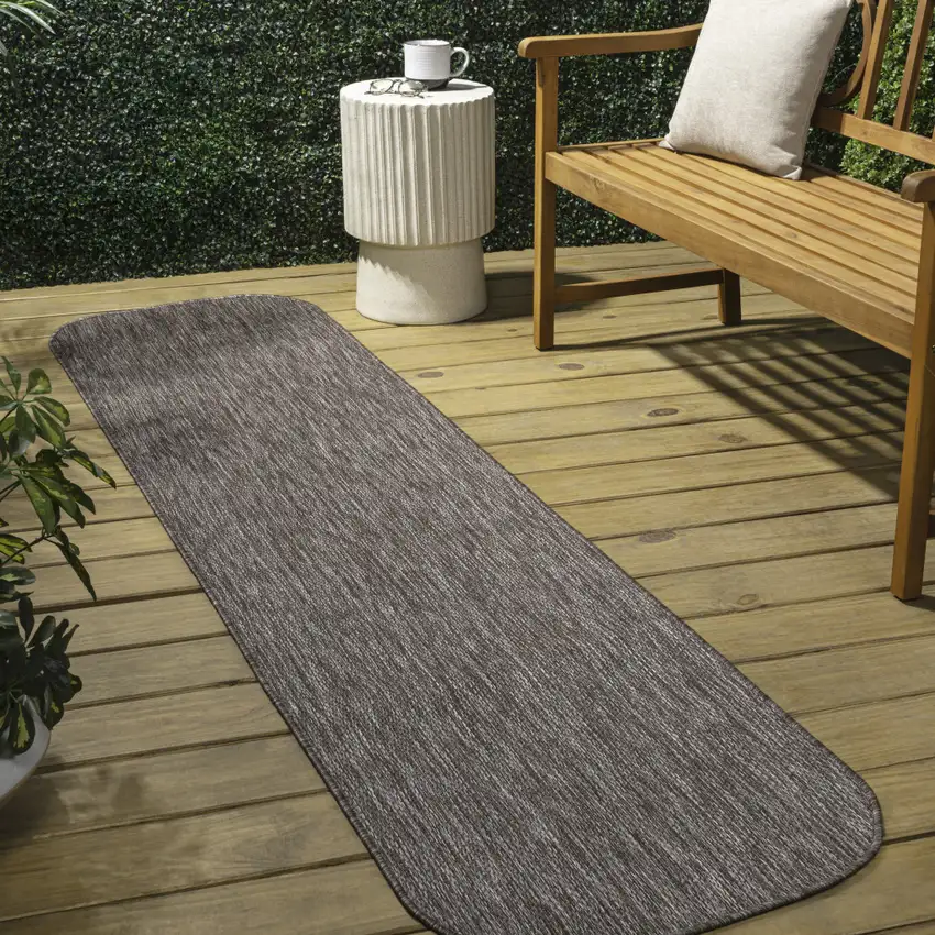 8' Light Brown Indoor Outdoor Runner Rug Photo 4