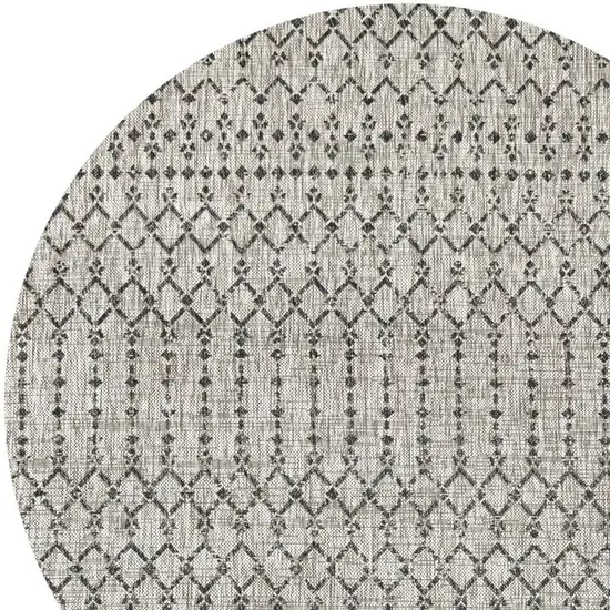 9' Light Gray And Black Round Trellis Indoor Outdoor Area Rug Photo 2