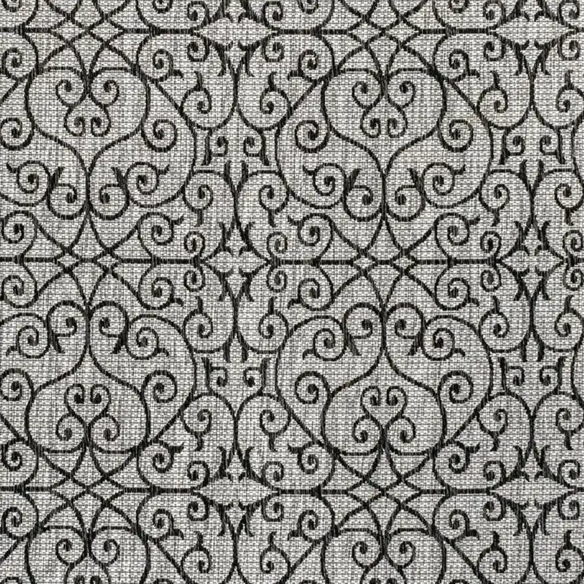 5' Light Gray And Black Square Geometric Indoor Outdoor Area Rug Photo 2