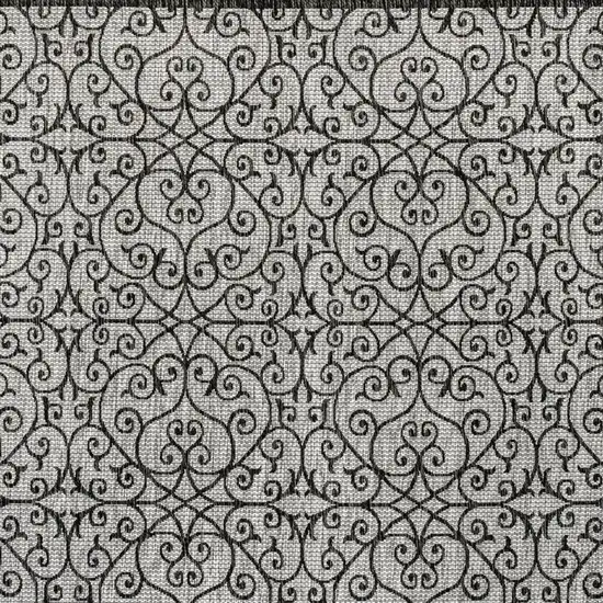 5' Light Gray And Black Square Geometric Indoor Outdoor Area Rug Photo 3