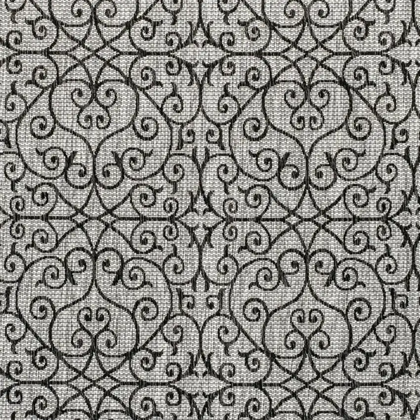 8' Light Gray And Black Square Geometric Indoor Outdoor Area Rug Photo 2