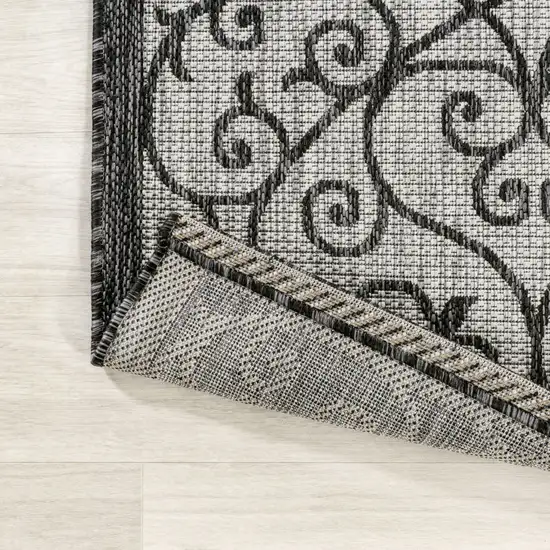 8' Light Gray And Black Square Geometric Indoor Outdoor Area Rug Photo 7