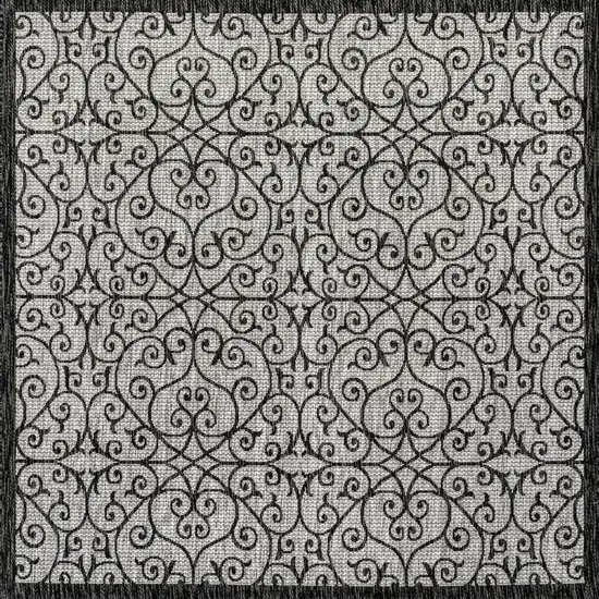 8' Light Gray And Black Square Geometric Indoor Outdoor Area Rug Photo 1