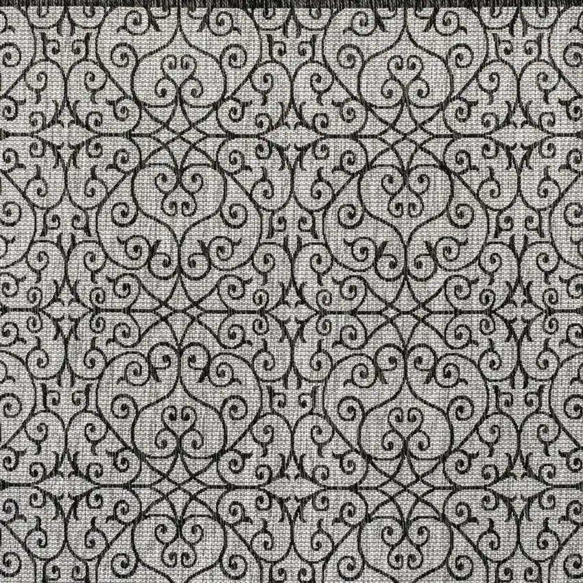 8' Light Gray And Black Square Geometric Indoor Outdoor Area Rug Photo 3