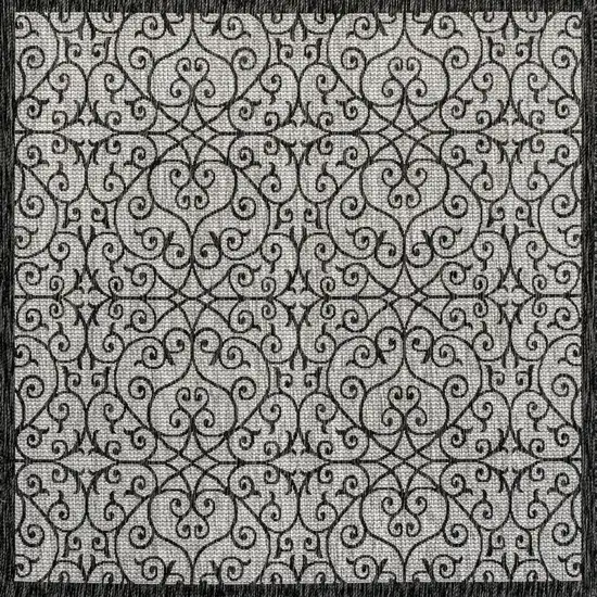 9' Light Gray And Black Square Geometric Indoor Outdoor Area Rug Photo 3