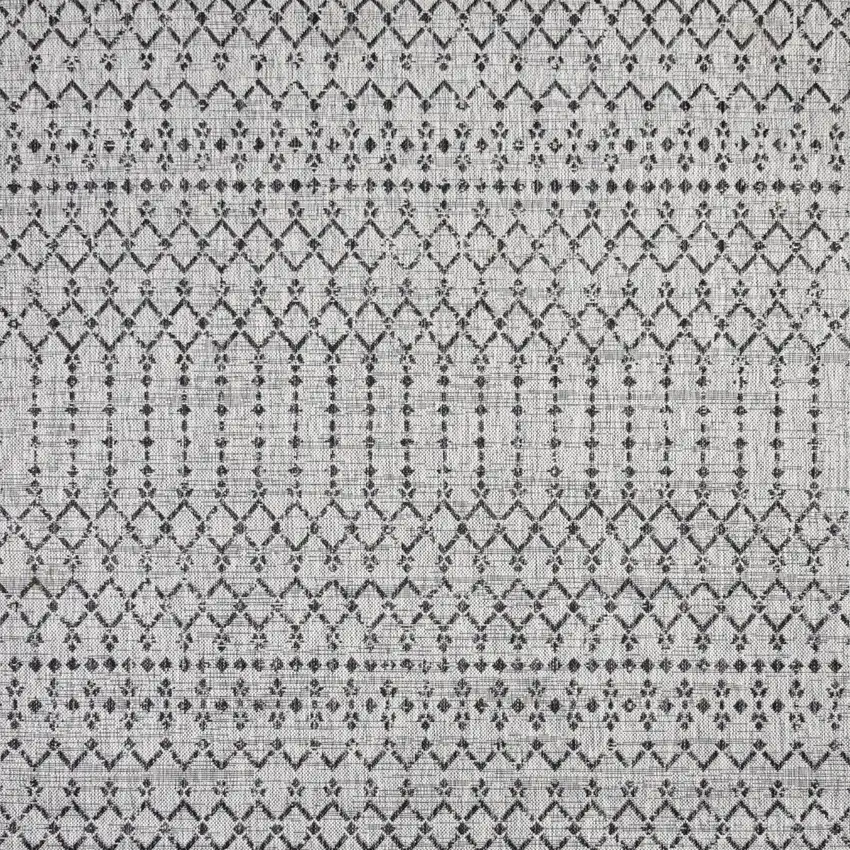 3' Light Gray And Black Square Trellis Indoor Outdoor Area Rug Photo 1