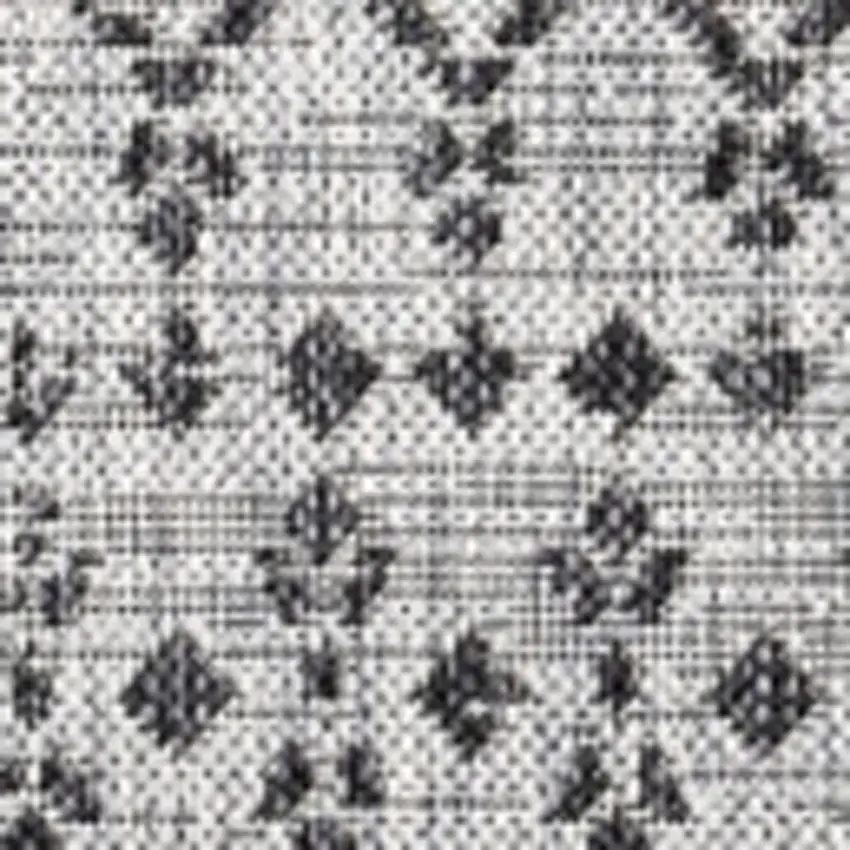 3' Light Gray And Black Square Trellis Indoor Outdoor Area Rug Photo 2