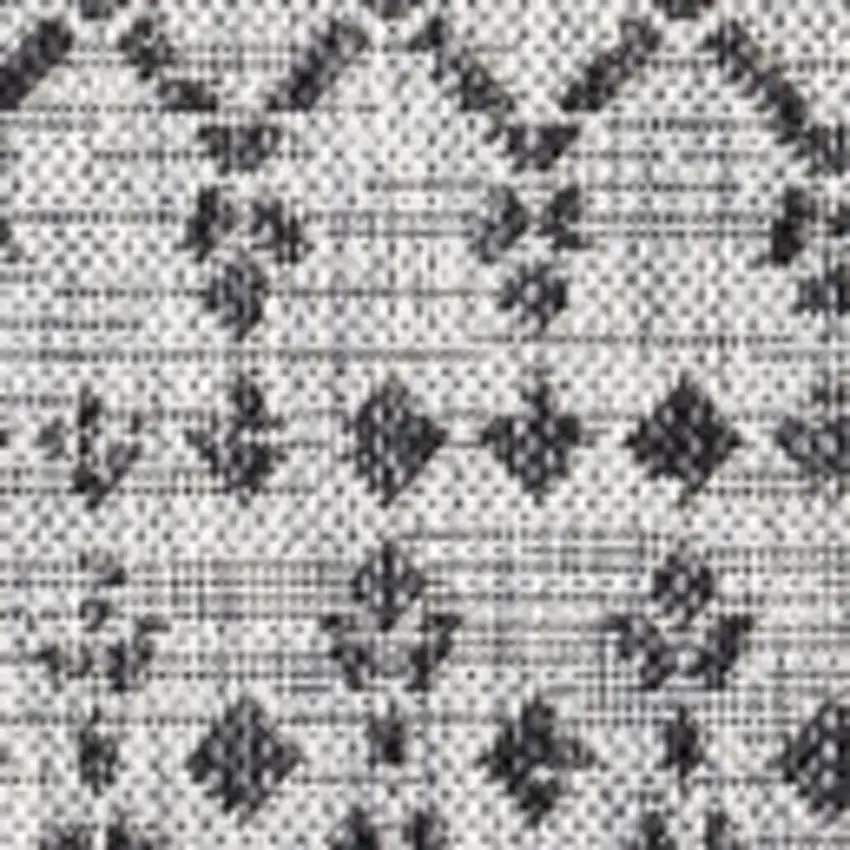 4' Light Gray And Black Square Trellis Indoor Outdoor Area Rug Photo 2