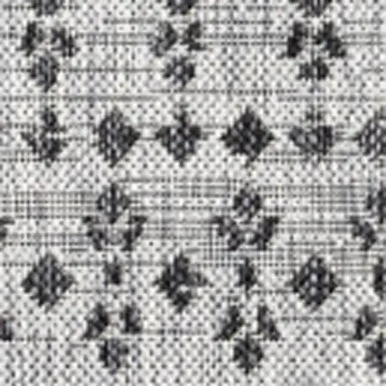 6' Light Gray And Black Square Trellis Indoor Outdoor Area Rug Photo 2