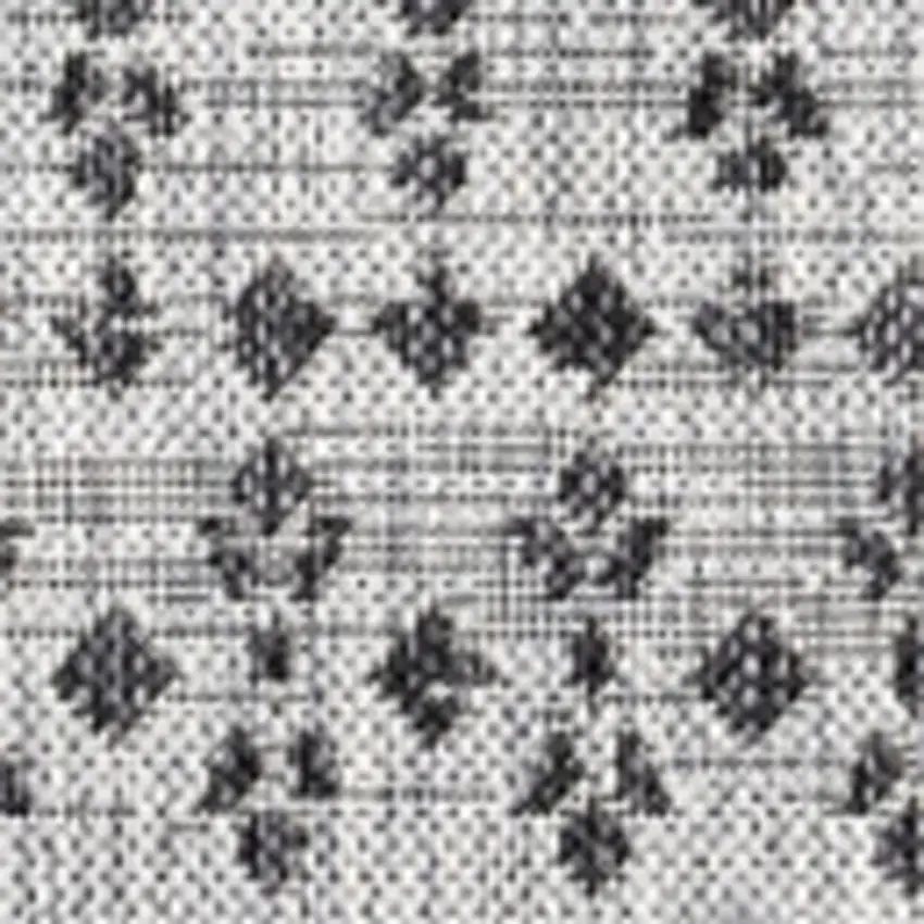 6' Light Gray And Black Square Trellis Indoor Outdoor Area Rug Photo 2