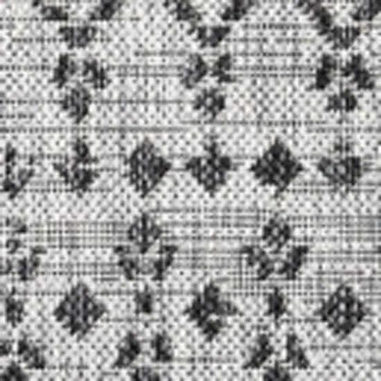 8' Light Gray And Black Square Trellis Indoor Outdoor Area Rug Photo 2