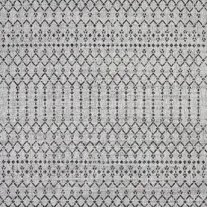 Photo of 8' Light Gray And Black Square Trellis Indoor Outdoor Area Rug