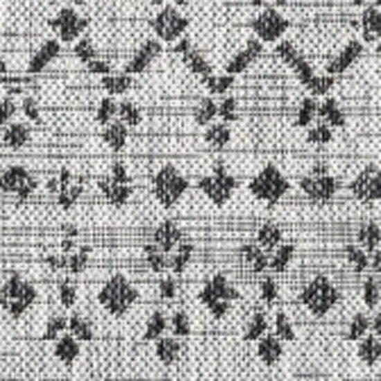 9' Light Gray And Black Square Trellis Indoor Outdoor Area Rug Photo 3