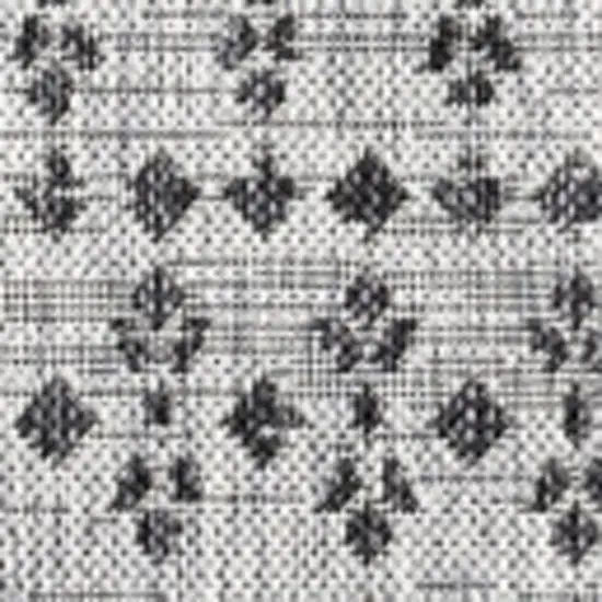 9' Light Gray And Black Square Trellis Indoor Outdoor Area Rug Photo 2
