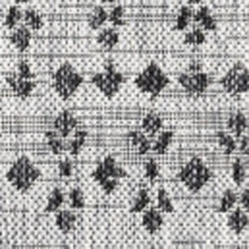 9' Light Gray And Black Square Trellis Indoor Outdoor Area Rug Photo 2