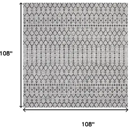9' Light Gray And Black Square Trellis Indoor Outdoor Area Rug Photo 7