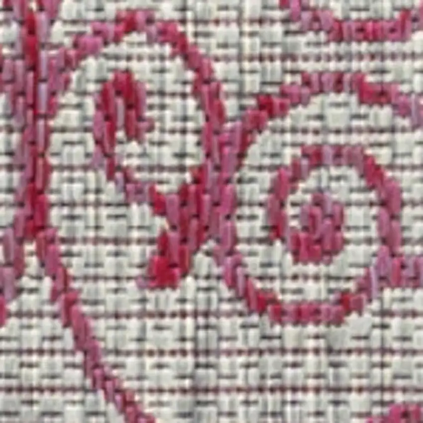 10' Light Gray And Fuchsia Geometric Indoor Outdoor Runner Rug Photo 3