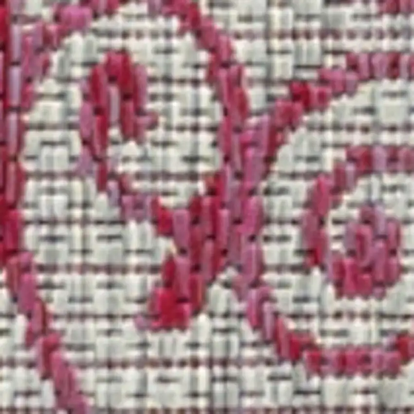 10' Light Gray And Fuchsia Geometric Indoor Outdoor Runner Rug Photo 3