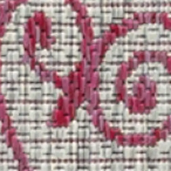 8' Light Gray And Fuchsia Geometric Indoor Outdoor Runner Rug Photo 2