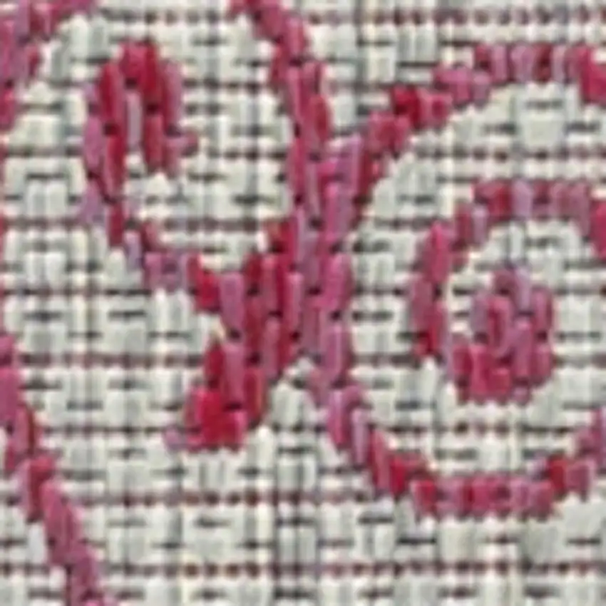 8' Light Gray And Fuchsia Geometric Indoor Outdoor Runner Rug Photo 2