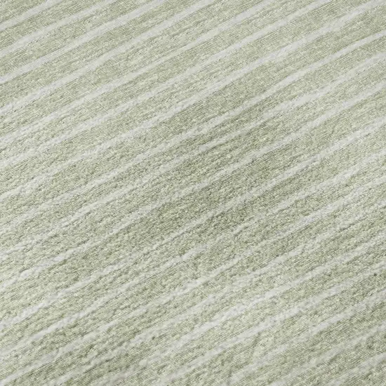 8' Light Gray And Ivory Striped Washable Round Rug With UV Protection Photo 8