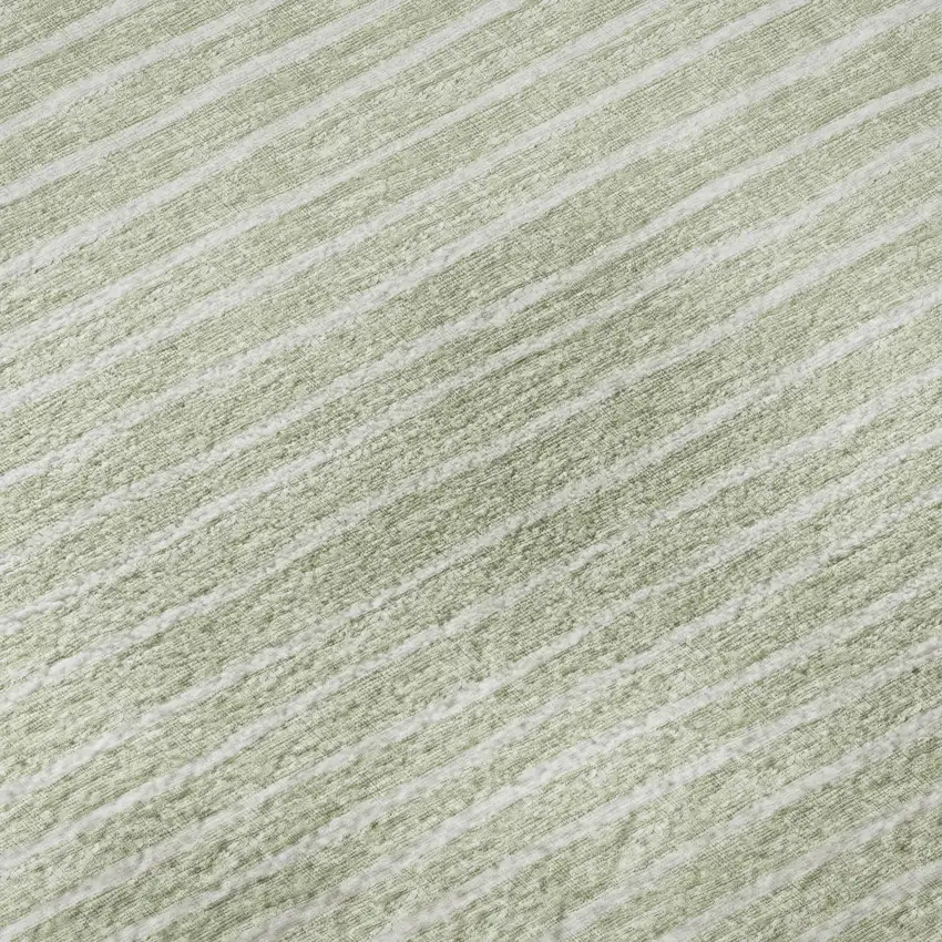 8' Light Gray And Ivory Striped Washable Round Rug With UV Protection Photo 8