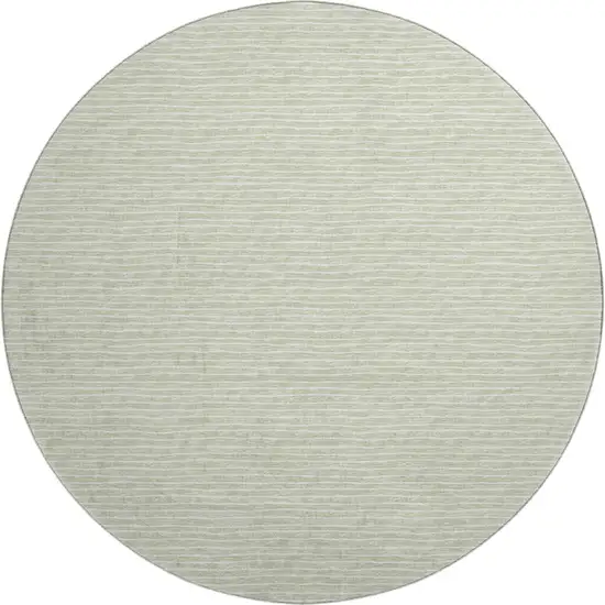 8' Light Gray And Ivory Striped Washable Round Rug With UV Protection Photo 2