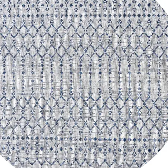 6' Light Gray And Navy Blue Round Trellis Indoor Outdoor Area Rug Photo 2