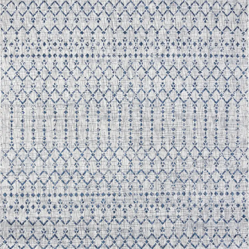 3' Light Gray And Navy Blue Square Trellis Indoor Outdoor Area Rug Photo 3