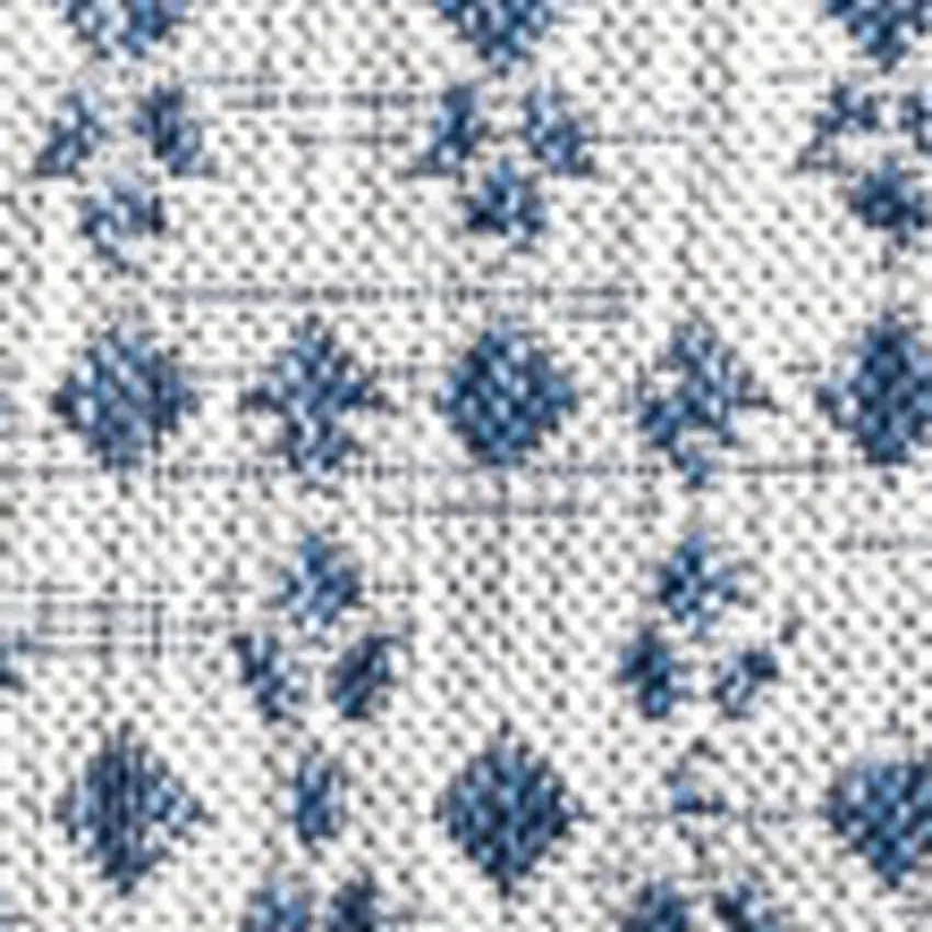 8' Light Gray And Navy Blue Square Trellis Indoor Outdoor Area Rug Photo 2