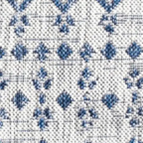 9' Light Gray And Navy Blue Square Trellis Indoor Outdoor Area Rug Photo 3