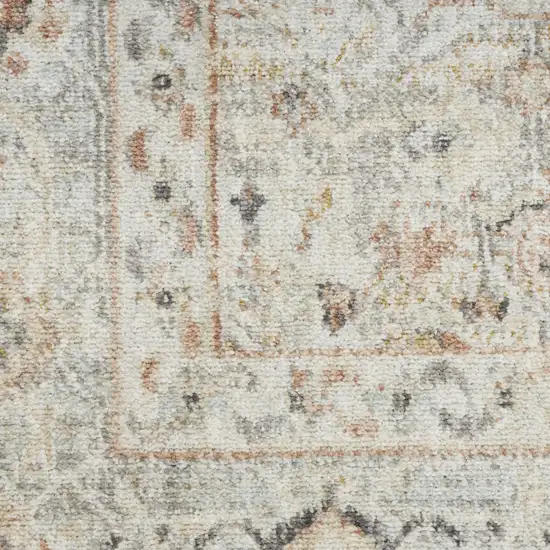 8' Light Gray Black And Yellow Floral Distressed Round Rug Photo 8