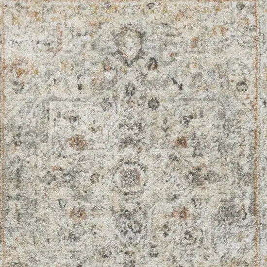 8' Light Gray Black And Yellow Floral Distressed Runner Rug Photo 3