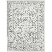 Photo of 10' Light Gray Floral Power Loom Runner Rug With Fringe