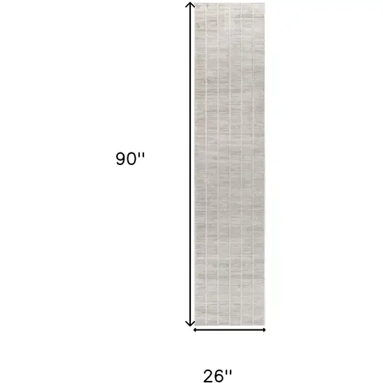 8' Light Gray Geometric Runner Rug Photo 3